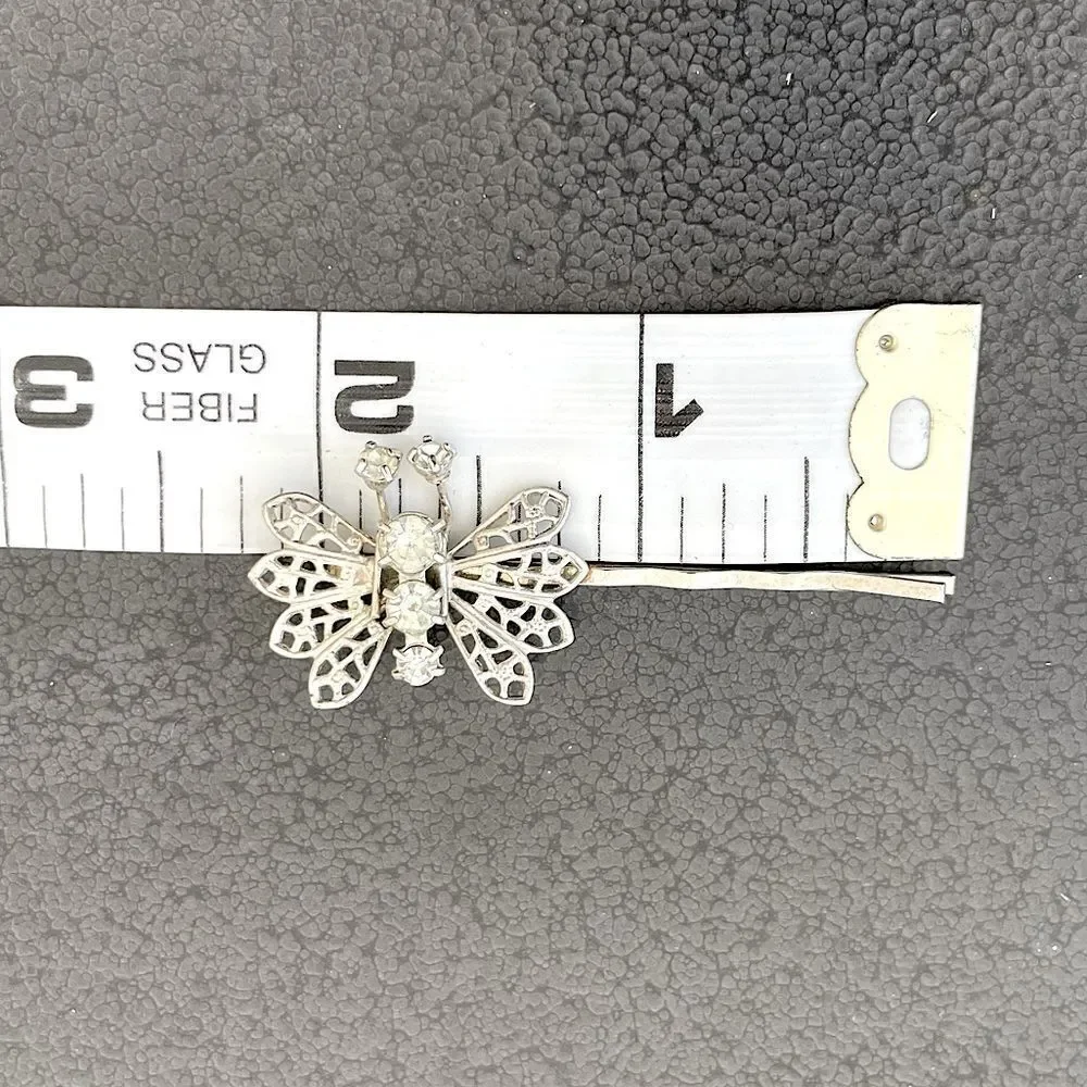 Vintage! Set of 2 Metal, Embellished, Butterfly Hair Clips. From the Mid-1990s.